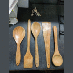 Neem Wood Handmade Cooking, Serving Utensils for Nonstick Cookware Wooden Spatula Scratch Free Spoon Set Kitchen Essentials for Roti/Chapati/Curry Baking (Set of 5)