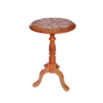 Round Multipurpose Corner Coffe/Tea/Vase/Flower-Pot/Phone Wooden Table Brass-Top-Work for Home/Office/Indoor Gardens (Sheesham Wood, Brown, 12 x 18 Inches)