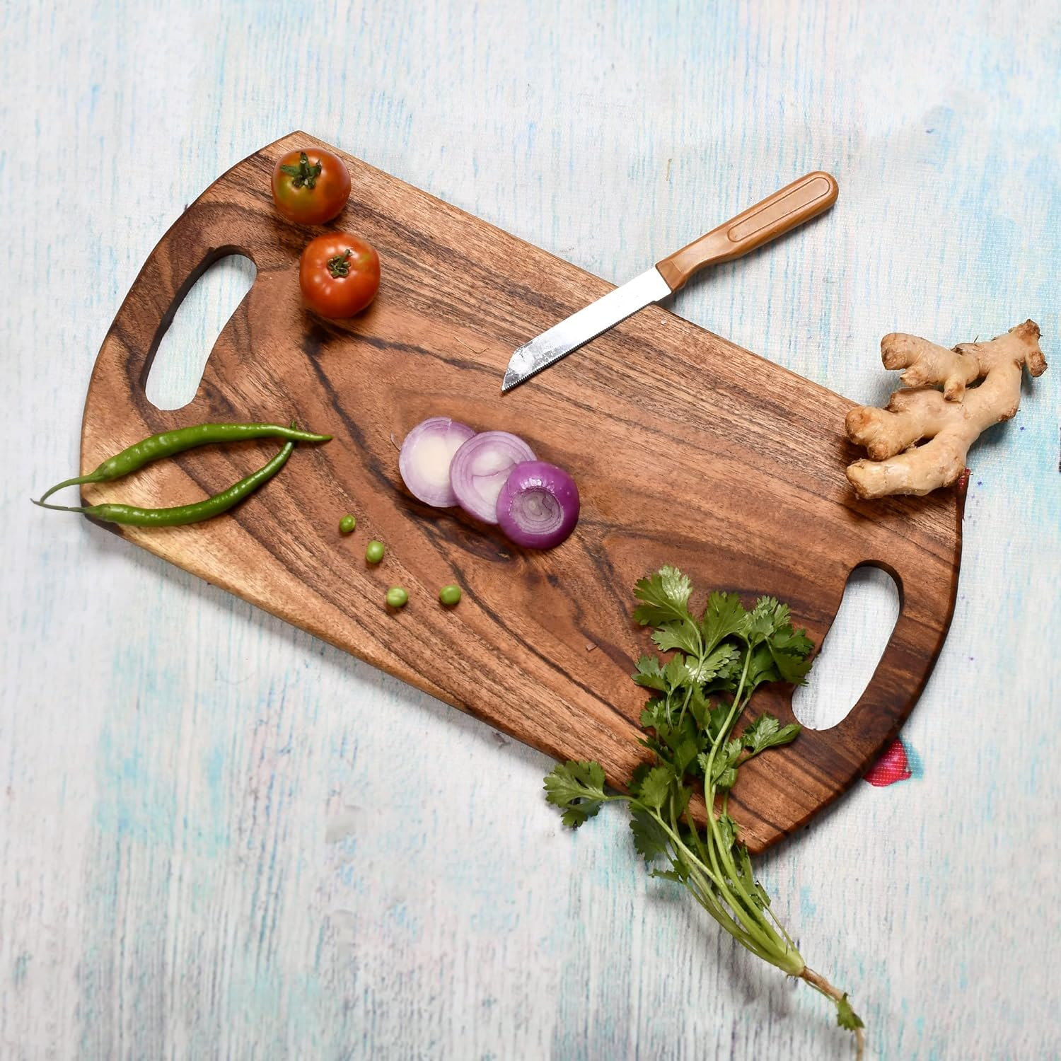 1 Premium Rectangular Wooden Chopping & Serving Board with Dual Handles – Multipurpose Kitchen Board - Image 1