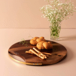 Round Wooden Serving Board with Metal Handle - Image 2