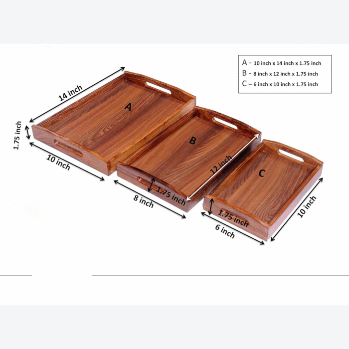 Set of 3 Nested Wooden Serving Trays - Image 2