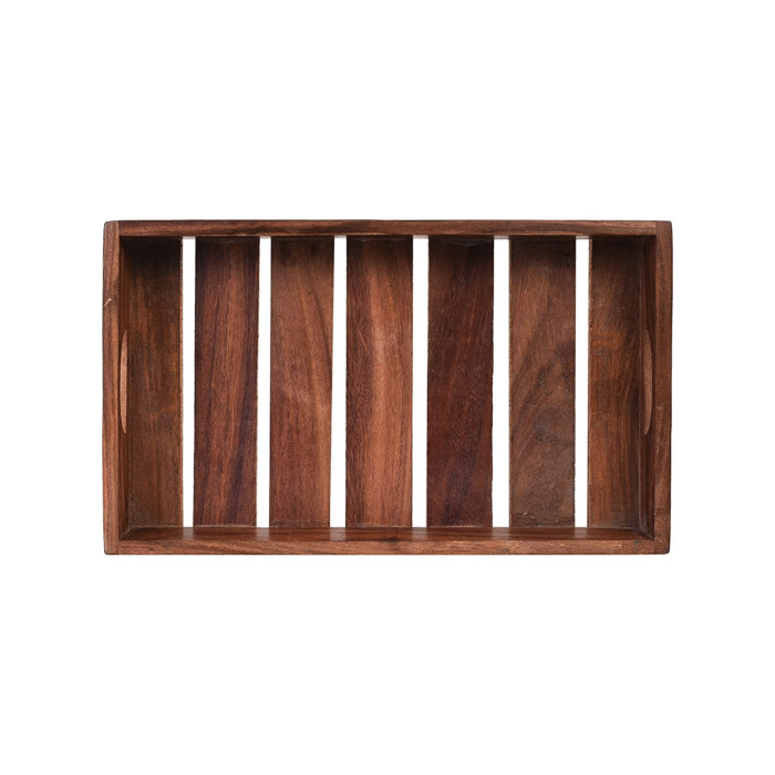 Rectangular Wooden Serving Tray with Slatted Base - Image 3