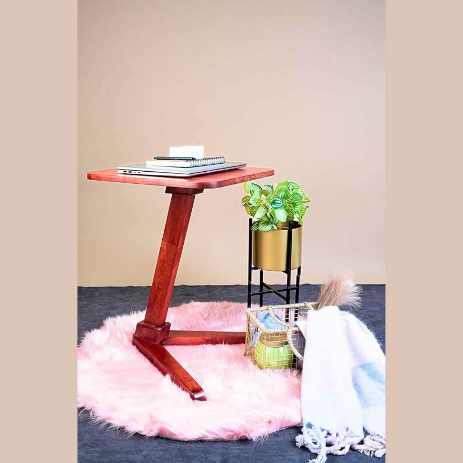 1 Elevate Your Space with a Stylish Angled End Table/Side Table - Ideal for Living Rooms, Bedrooms, and More. Crafted from Solid Rubberwood for Durability. - Image 1