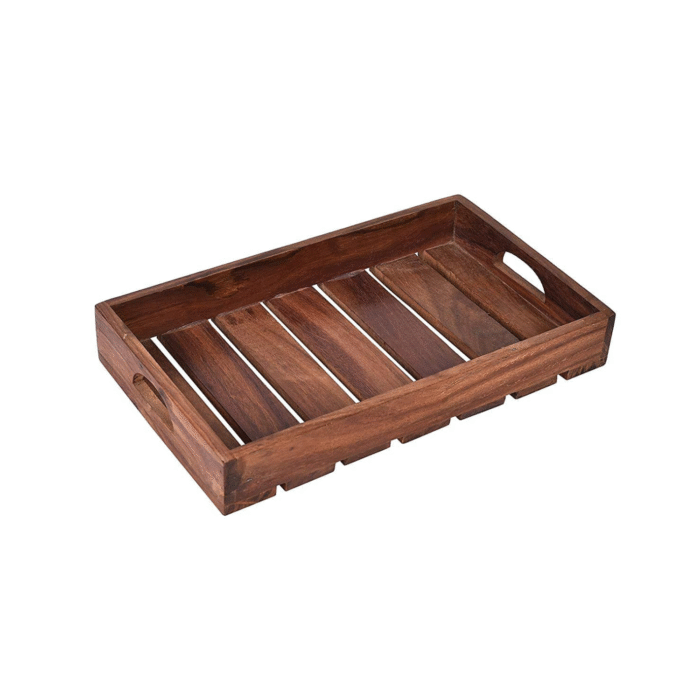 Rectangular Wooden Serving Tray with Slatted Base - Image 12