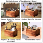 Elegant Acacia Wood Tray Set with Utensil Caddy - Image 12