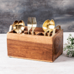 Elegant Acacia Wood Tray Set with Utensil Caddy - Image 13