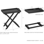 Bed Side Table Living Room Sofa Side Coffee Table for Home | Engineered Wood End Table | Storage for Living Room Tray Top, 22-Inch (Black) - Image 7