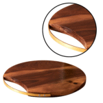 Round Wooden Serving Board with Metal Handle - Image 3