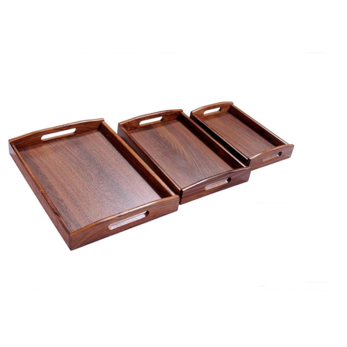 Set of 3 Nested Wooden Serving Trays - Image 3