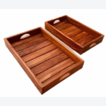 Rectangular Wooden Serving Tray with Slatted Base - Image 4