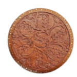 Round Multipurpose Corner Coffe/Tea/Vase/Flower-Pot/Phone Wooden Table Brass-Top-Work for Home/Office/Indoor Gardens (Sheesham Wood, Brown, 12 x 18 Inches) - Image 4