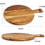 Round Wooden Pizza Board with Handle – Serving & Cutting Board - Image 4