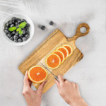 Rustic Wooden Chopping & Serving Board with Round Handle – Multipurpose Kitchen Cutting Board for Vegetables, Fruits & Snacks - Image 4