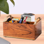 Acacia Wood Utensil Caddy and Round Serving Board Set - Image 4