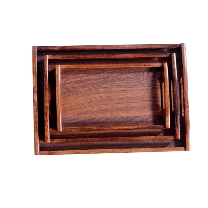 Set of 3 Nested Wooden Serving Trays - Image 1