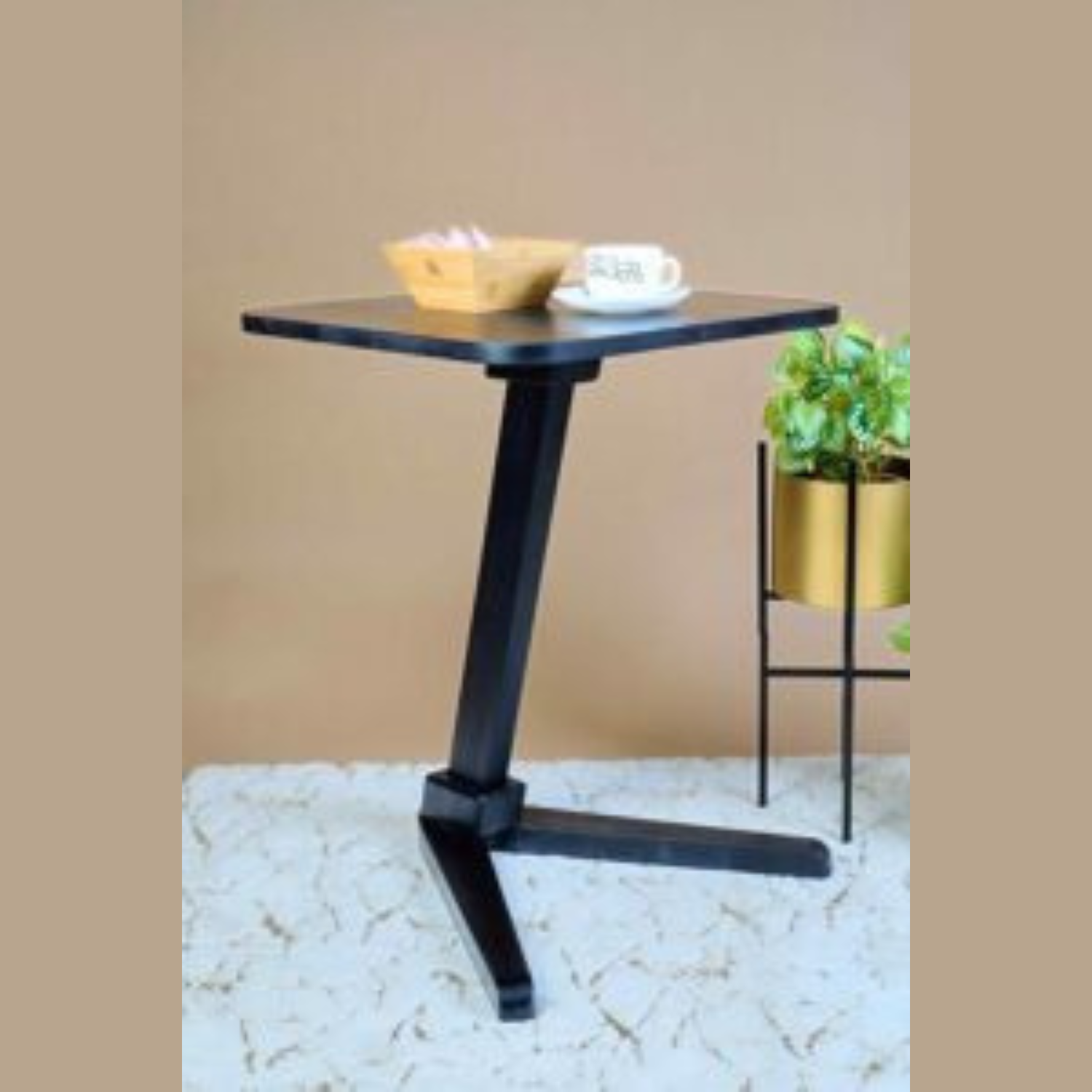 4 Elevate Your Space with a Stylish Angled End Table/Side Table - Ideal for Living Rooms, Bedrooms, and More. Crafted from Solid Rubberwood for Durability. - Image 1