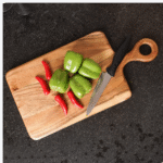 Rustic Wooden Chopping & Serving Board with Round Handle – Multipurpose Kitchen Cutting Board for Vegetables, Fruits & Snacks