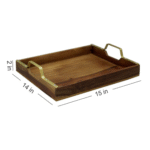 Acacia Wood Serving Tray with Brass-Toned Handles - Image 6