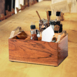Acacia Wood Utensil Caddy and Round Serving Board Set - Image 7
