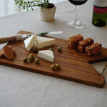 Premium Wooden Cheese & Serving Board with Modern Angular Design – Multipurpose Cutting Board for Kitchen & Dining