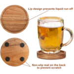 🏷 Title: Premium Wooden Coasters Set with Metal Holder – Round Drink Coasters for Cups, Mugs & Glasses - Image 8