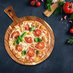 Fresh Homemade Margherita Pizza with Cheese, Tomato & Basil