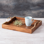 Elegant Acacia Wood Tray Set with Utensil Caddy - Image 10