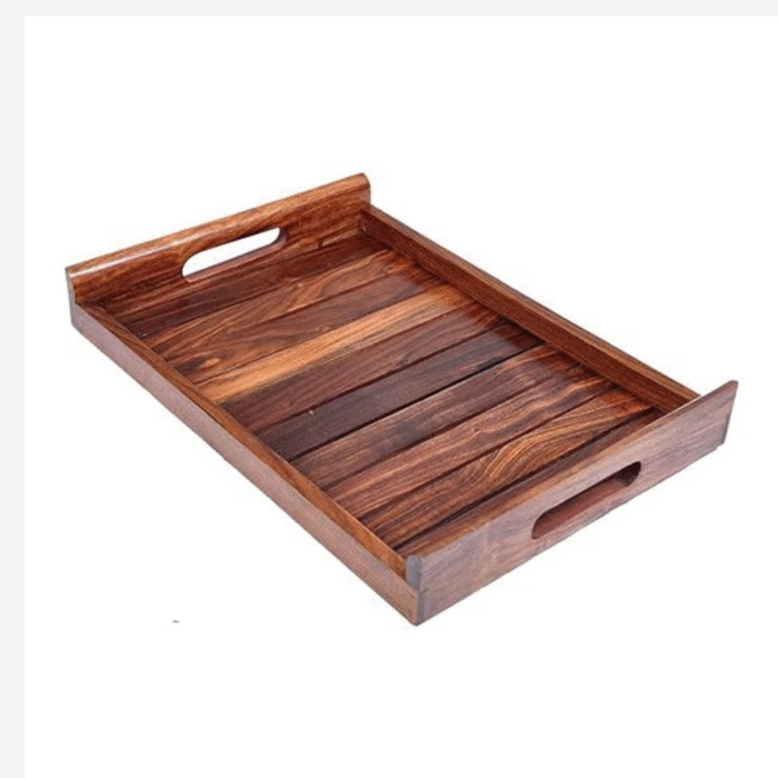 Rectangular Wooden Serving Tray with Slatted Base - Image 11